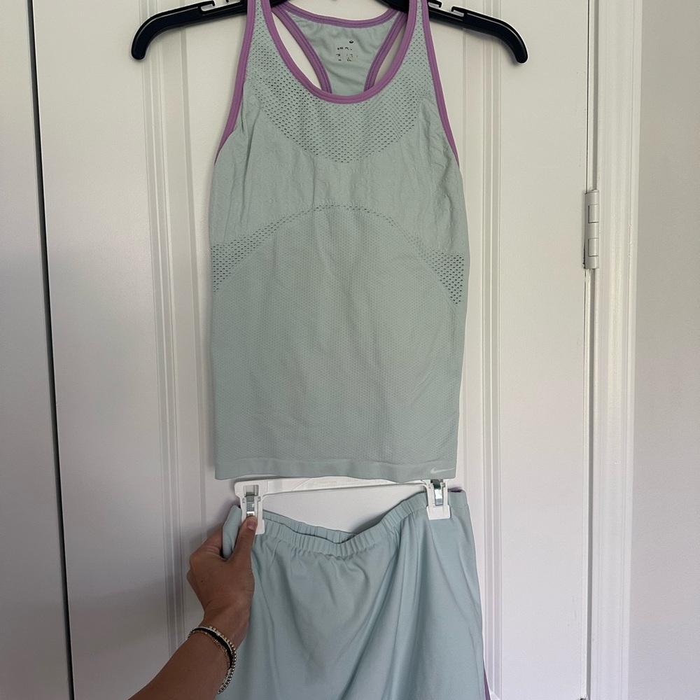 Nike Vintage Light Blue and Purple Tank Top and Skirt Combo
